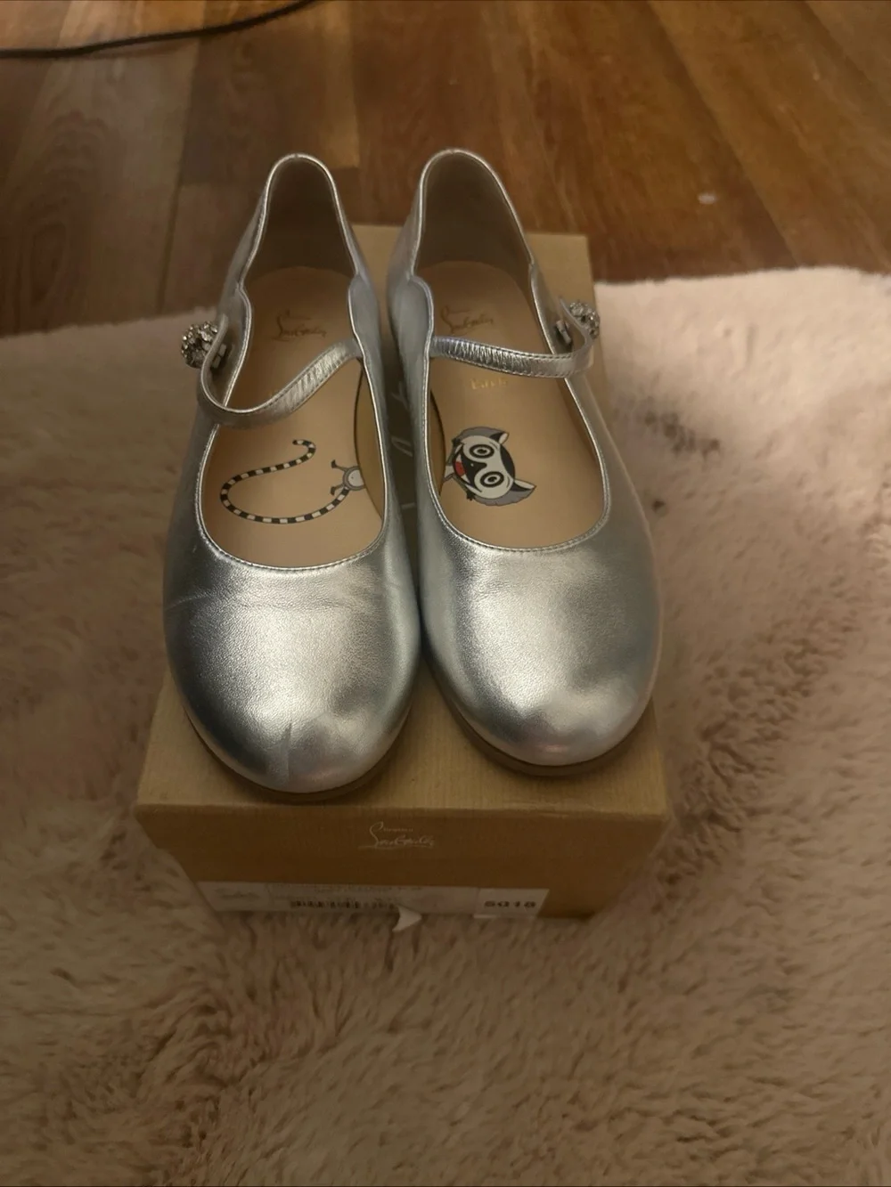 Christian Louboutin Girls Silver Mary Jane Dress Shoes